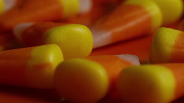 Rotating shot of Halloween candy corn  alt