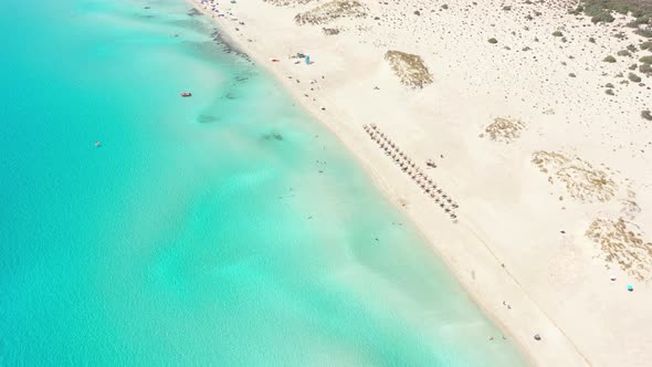 Aerial view of Simos beach in Elafonisos island in Greece alt