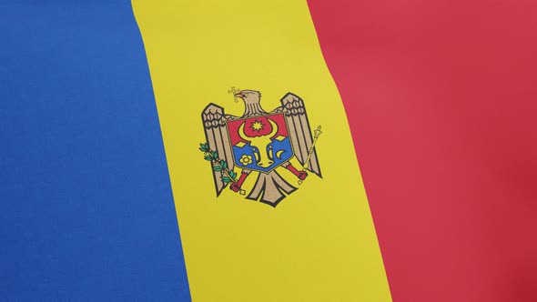 National Flag of Moldova Waving Original Colors 3D Render Republic of Moldova Flag Textile or alt
