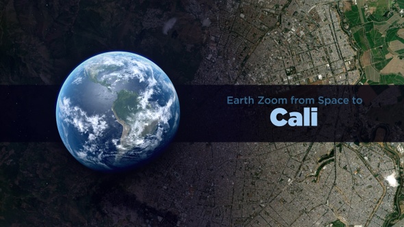 Cali (Colombia) Earth Zoom to the City from Space