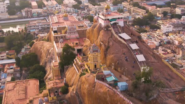 Rock fort in Trichy, India, 4k aerial footage alt
