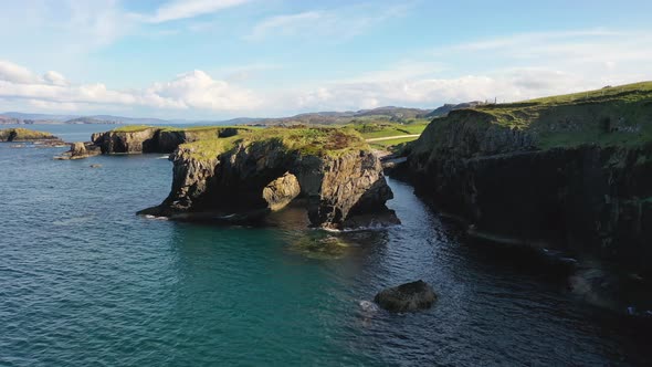 Aerial View of the Great Pollet Sea Arch Fanad Peninsula County Donegal Ireland alt