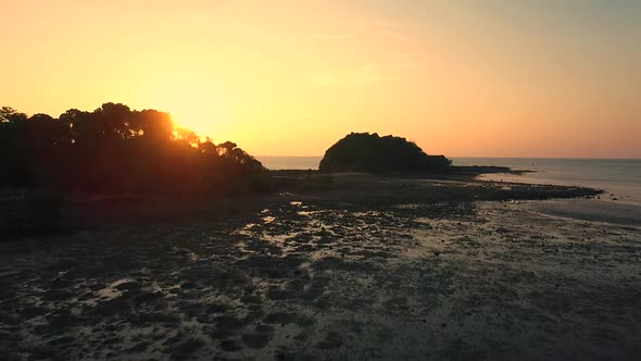 Aerial view of the beautiful sundown in Koh Lanta Island, Thailand alt