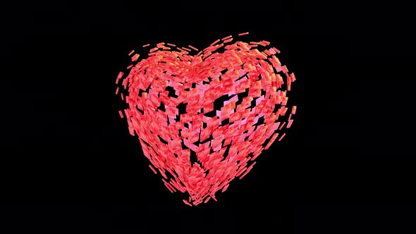 The heart is connected from pieces on a dark background alt