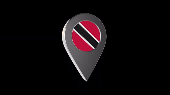 3d Animation Map Pointer With Trinidad And Tobago Flag With Alpha Channel - 2K alt