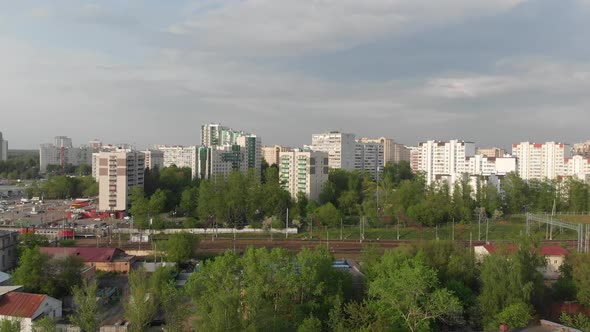 Top View of Zelenograd and Railways in Moscow, Russia