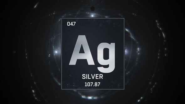 Silver as Element 47 of the Periodic Table on Silver Background