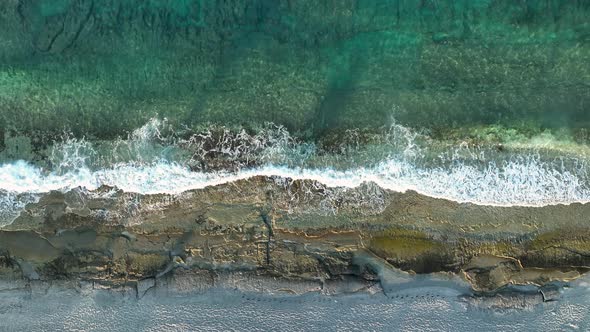Blue texture of the sea aerial view 4 K Turkey Alanya alt