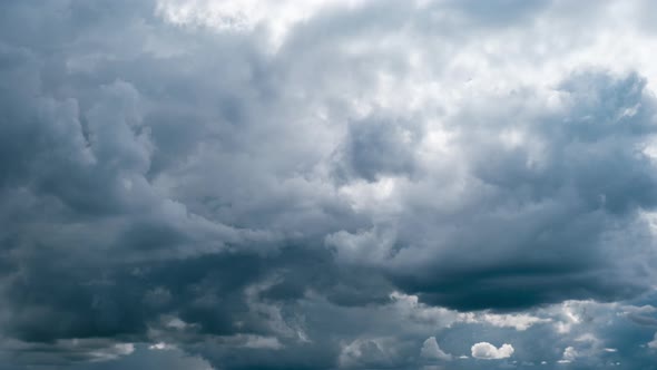 Timelapse of Gray Cumulus Clouds Moves in Blue Dramatic Sky Cirrus Cloud Space alt