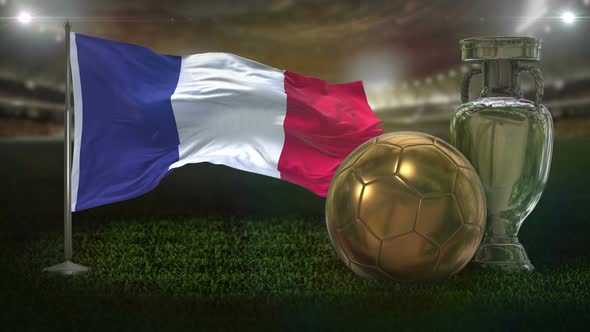 France Flag with Football And Cup Background Loop alt