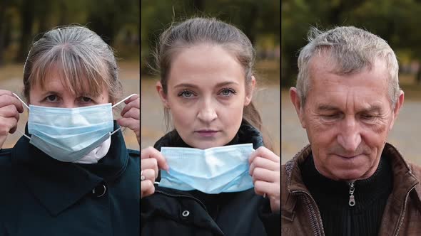 Group of People Put on Medical Masks on Their Faces