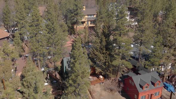 Drone shot over house of Big Bear California alt
