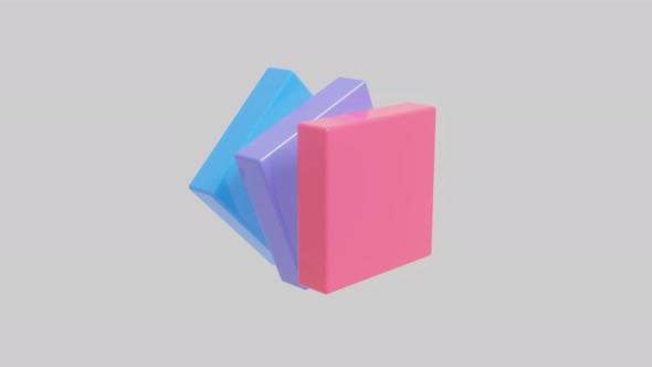 Multicolor 3D rectangle elements rotates on a white background. Abstract seamless loop 3D rendered alt