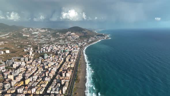 View of the city of Alanya aerial view 4 K alt