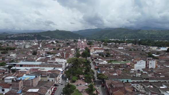 Aerial View With Drone, Church And City Of Buga, Valle Del Cauca, Colombia