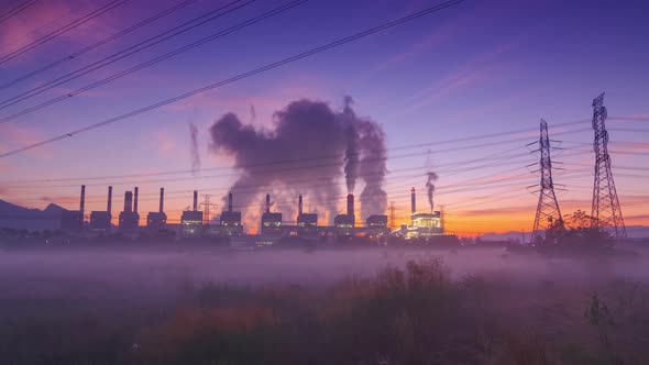 Industrial landscape, smoky coal power plant, alt