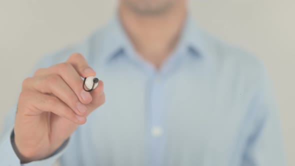 Unexpected, Man Writing on Transparent Screen alt