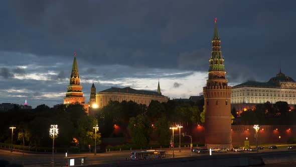 Towers of the Moscow Kremlin at Night Moscow