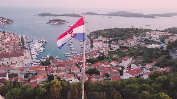 Croatian Flag Waving In The Wind