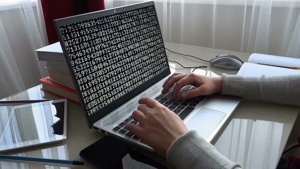 Binary code on the monitor screen alt