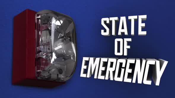 State Of Emergency Alarm Executive Order Declaration Warning Crisis 3d Animation alt