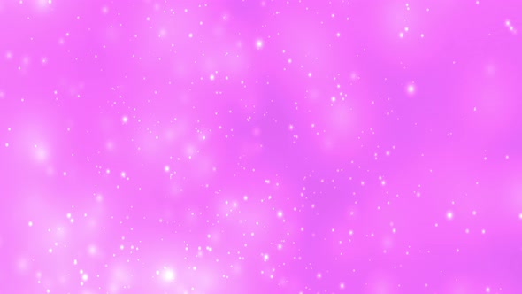 Bokeh bright pink dreamy background with white shiny glowing snow which fall down alt