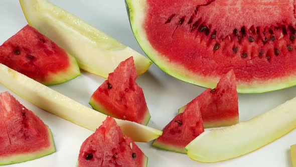 Juicy Ripe Melon And Watermelon
