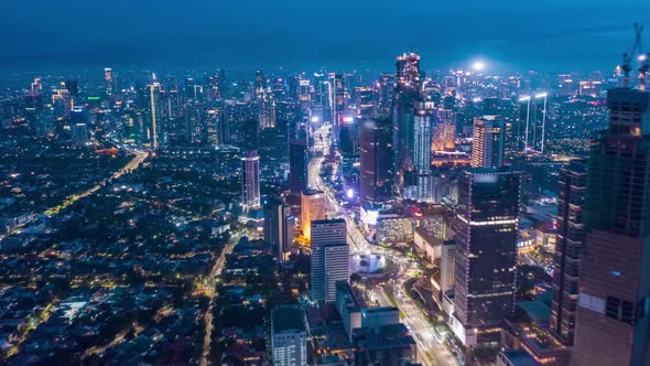 Stunning City View of Futuristic Skyline at Night Skyscrapers in Asian ...