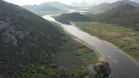 Aerial View to Rijeka Crnojevica in the Morning alt