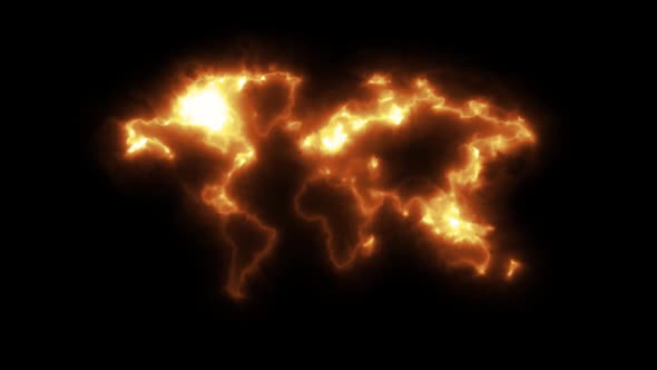 World Map on Fire Effect