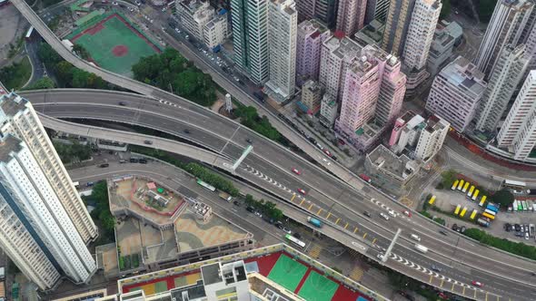 Drone fly over Hong Kong city alt