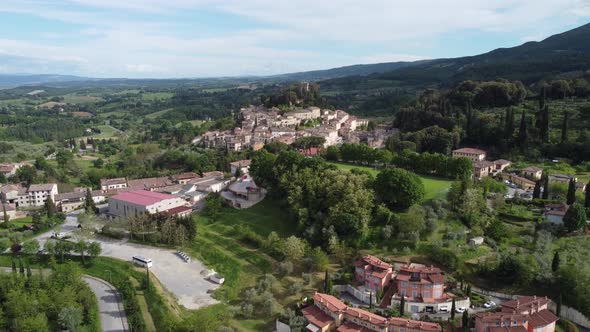 Stunning aerial view of the medieval Tuscan village of Cetona