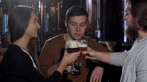 Group of Friends Enjoying Drinking Craft Beer at the Pub Together alt