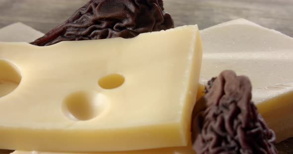 Swiss Emmental cheese with dried pears
