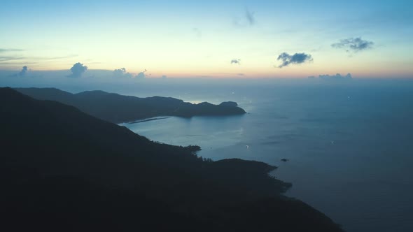 Thailand's Ocean Mountains Silhouette Aerial View Night Blue Thai Island alt