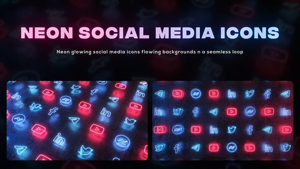 Neon Social Media Icons Flowing Loops