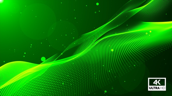 Abstract Green Digital Particle Lines Wave Animation Background Seamless Loop V3 alt