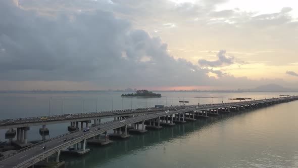 Drone view car traffic in morning alt