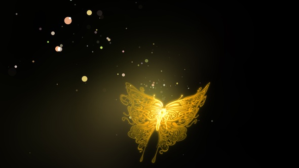 Butterfly 02 Particles Golden