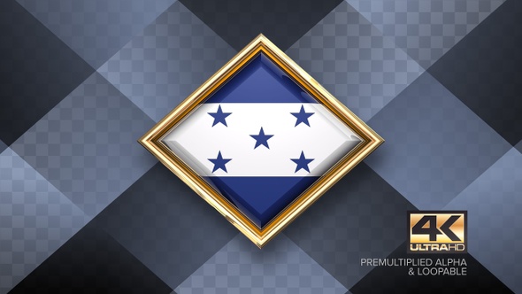 Honduras Flag Rotating Badge 4K Looping with Transparent Background