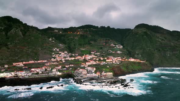 Top View of Porto Moniz Town on Madeira Island