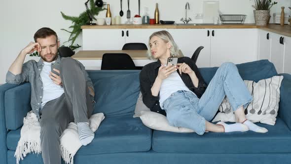 A Young Family A Man and a Woman Have Quarreled, Communicate about Problems alt