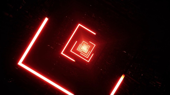 Glowing Red Light Stroke Square Tunnel VJ Loop alt