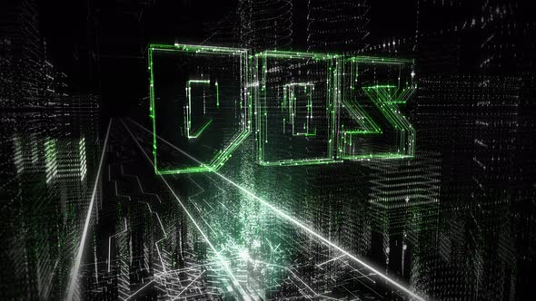 Futuristic-tech Digital Neon Green Hologram Appears In A Matrix Cyberspace alt