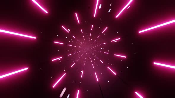 Abstract Endless Tunnel Visual With Pink Neon Color Lines Seamlessly Looped