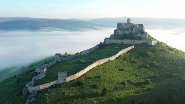 Aerial view of Spissky Castle in Spisske Podhradie, Slovakia alt