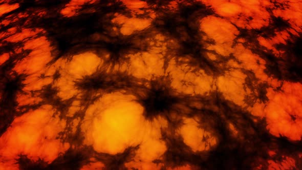 Volcanic lava, liquid melt moving slowly with black stains alt