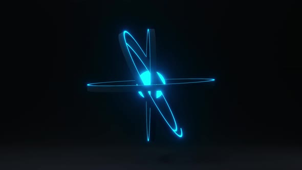 Loop Motion Graphics Of Black Rotation Sphere With Neon Orbits