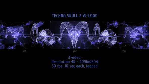 Techno Horned Skull Vj Loops