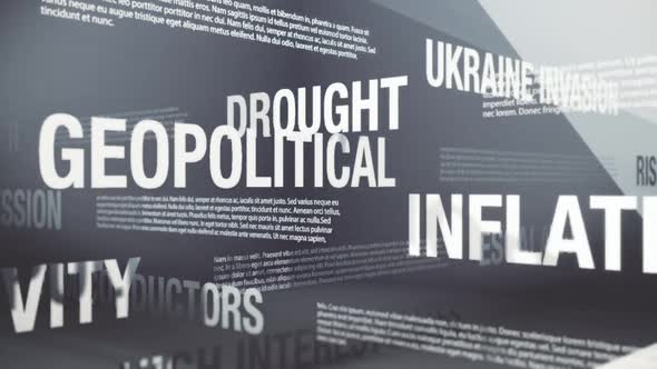 Economic, Geopolitical Risk for 2022 and Beyond Related Terms Background Loop. alt